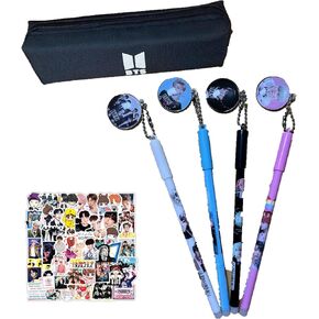 مجموعة Bangtan Boys للمعجبين 1 مقلمة 4 أقلام 10 ملصقات تدعم الجيش (شكل دائري) in Kuwait