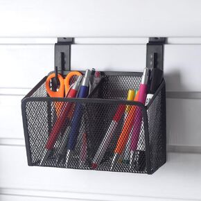Wall Hanging Pencil Holder With Slatwall J Hooks Slatwall Pencil Cup Wall Mounted Pencil Holder wall marker holder Metal Pencil Holder For Paintbrushes Pegboard Classroom Home, Black
