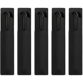 5 Pack PU Leather Pen Sleeve Single, Small Fountain Pen Pouch, Pocket Pen Holder Carrying Case, Protective Cover Organizer for Ballpoint Stylus Touch Pen Pencil (5 Colors)