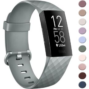 سوار AK الرياضي متوافق مع Fitbit Charge 4 Bands النساء والرجال، أساور معصم بديلة من السيليكون الناعم قابلة للتعديل لـ Fitbit Charge 4 / Fitbit Charge 3 / Charge 4 SE/Charge 3 SE