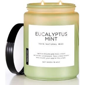 M&SENSE Sandalwood Jasmine Scented Candles, Large Soy Natural Jar Candles Long Lasting 19.4oz 110 Hour Burning，Floral Non Toxic Double Wick Aromatherapy Candle Gifts for Women Friend