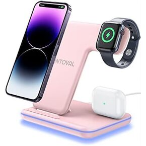 Intoval Charging Station for Apple iPhone/iWatch/Airpods, 3 in 1 Wireless Charger for iPhone 14/13/12/11/XS/XR/XS/X/8, iWatch 8/Ultra/7/6/SE/5/4/3/2, Airpods Pro2/Pro1/3/2/1 (Z5,Black)