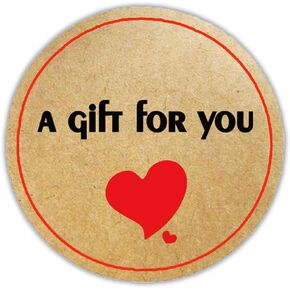 Remarkable A Gift for You Stickers Labels ,1.5 Inch Round Natural Kraft Red Heart Gift Labels Thank You Adhesive Stickers（500 Pcs）