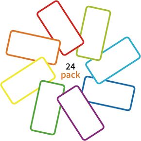 SVNOOC Removable Dry Erase Labels Reusable Sticky Notes 24pcs Name Tag Label Plate Rainbow Nano Sticker in 12 Colors for Whiteboards Locker Fridge School Office Home (2-x-4-inch)