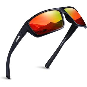 RUNCL نظارات شمسية رياضية مستقطبة بيلي لصيد الأسماك (أسود مطفي/برتقالي) in Kuwait