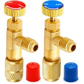 2Pcs Refrigerant Charging Valve,R12 R410 Safety Adapter Flow Control Ball Valve For Air Conditioner Manifold