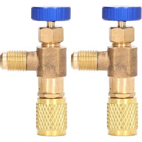 Refrigerant Charging Valve, 2PCS Refrigeration Valve Air Conditioning Refrigerant Control Valve Fluoride Charging Adapter for R22 R404 R407 1/4SAE Thread in Kuwait