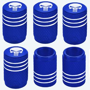 Valve Stem Caps,Blue Prank Skull Car Wheels Valve Tire Caps,Cool Funny Universal Heavy-Duty Stem Air Cap Covers, Corrosion Resistant Premium Alloy Leak-Proof for Car SUV Bike Truck and Motorcycle