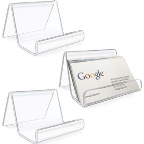 3 pcs Acrylic Business Card Holders, Desktop Transparent Business Card Display Rack, Plastic Business Card Holder, for Placing and Displaying Business Cards, Capacity: 60 Sheets