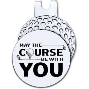May The Course Be with You Golf Ball Marker with Magnetic Hat Clip, Funny Golf Accessories and Golf Gifts for Men Women Mom Dad Grandpa, Birthday for Golf Fan Golfer Golf Lover