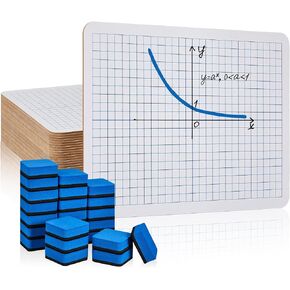 48 Pack Dry Erase XY Axis Graph Lap Boards 9'' x 12'' Double Sided White Boards Dry Erase Lapboards Math Student White Boards Double Sided Dry Erase Board with Erasers for School Classroom Supplies