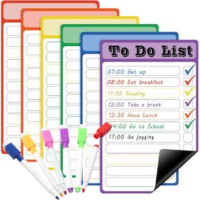 SATINIOR 6 Pieces Magnetic to Do List Chart for Kids Magnetic Dry Erase Chore Chart for Multiple Kids Dry Erase List Board with 6 Chalk Markers Fridge Calendar Whiteboard(Classic Style)