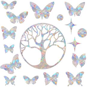 51 Pieces Window Clings for Birds - Anti-Collision Window Decals - Prismatic Non Adhesive Vinyl Rainbow Window Stickers to Save Birds from Window Strikes, JD-SHUDIE-51