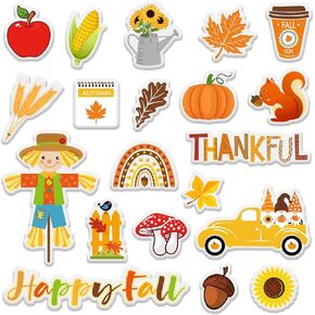 Whaline 40 Pcs Fall Thick Gel Clings Thanksgiving Window Gel Stickers Happy Fall Pumpkin Maple Leaves Removable Gel Decals for Autumn Thanksgiving Harvest Home Classroom Door Window Decor
