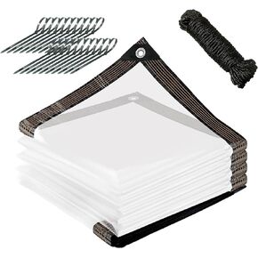 WOVTE Clear Tarp, 8x10ft Clear Tarps Heavy Duty Waterproof,Clear Tarps with Grommets,Clear Plastic Tarp with Reinforced Edge for Patio Garden Greenhouse Outdoor Furniture