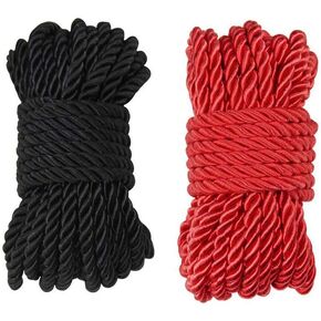 32 feet 8mm(1/3inch) Diameter Soft Silk Rope Solid Braided Twisted Ropes,10m Decorative Strong All Purpose Twine Cord Rope String Thread Shiny Cord