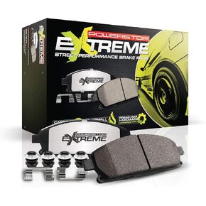 Power Stop Z26-8010 Rear Street Warrior Carbon-Fiber Ceramic Brake Pads with Hardware For 2020 2021 2022 Chevy Corvette Z51 | 2023 Corvette Stingray [Models with Z51 Package]