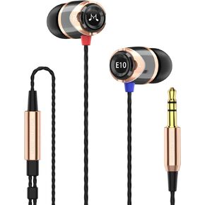SoundMAGIC E10 Wired Earphones No Microphone HiFi Stereo Earbuds Noise Isolating in Ear Headphones Powerful Bass Tangle Free Cord Black Gold