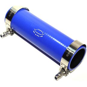 LTI Universal 8" (203mm) Length 4-Ply Reinforced High Performance (51mm) 2" ID Straight Silicone Hose Coupler With T Bolt Clamp 304 Stainless Steel (2" Blue)