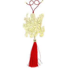 Handcrafted Durgaa Maa/Devi Maa/Maata Rani/Sherawaali Rear View Mirror Car Hanging Ornament/Car Pendant/Amulet for car, Perfect Car Charm/Accessories for Car Décor in Brass