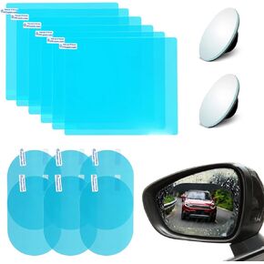 14 Pieces Car Waterproof Film Anti Rain Mirror Film Waterproof with Car Blind Spot Side View Mirror(2Pcs) Film Frameless Convex Rear View Mirror, Waterproof Rainproof Antifogging, Car Trucks SUVs