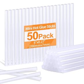 Phinus 48 Pack Mini Hot Glue Sticks, 8" Long x 0.27" Diameter Clear Glue Sticks for Glue Gun, EVA Clear Glue Gun Sticks, Hot Glue Gun Sticks for DIY Craft Sticky Projects & More