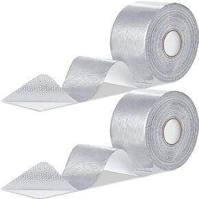 Zonon 2 Rolls Heat Shield Tape Cool Tapes Aluminum Foil Reflective Adhesive Heat Shield Thermal Barrier Foil Tape Self Adhesive Resistant Tape for Hose and Auto Use(Silver,2 Inch X 32.8 ft)