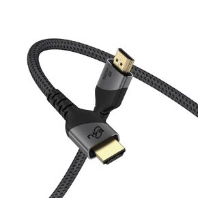 8K HDMI Cable 2.1 48Gbps High Speed 3D 8K@60Hz, 4K@120HZ Braided Nylon HDMI Cord eARC HDR10 HDCP 2.2 & 2.3-3FT (Silver/Gray)