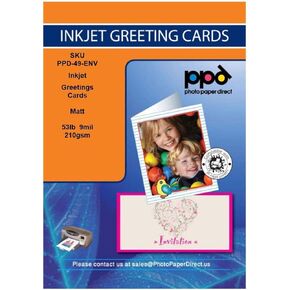 PPD Greeting Card Paper, Printable Greeting Cards With Envelopes for Inkjet Printer, 8.5 x 11 Blank Half Fold to 5.5 x 8.5 Custom Cards for Birthday, Wedding, Invitations, Thank You Note (50 Sheets)
