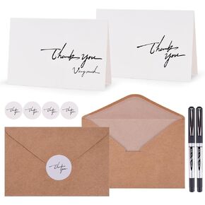 MEIRUBY Thank You Cards with Envelopes and Stickers, 40 Pieces, Black, Suitable for All Occasions