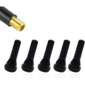 5 PCS Car Snap-on Valve Core Cap, TR412 Tubeless Rubber Valve, Compatible with Cars, Motorcycles, Tricycles (Black)