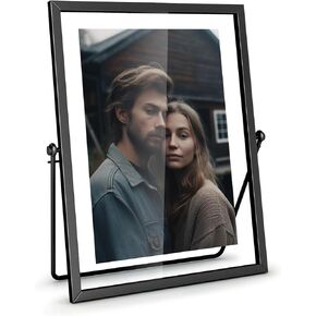 4x4 Floating Picture Frame, Black old Small Photo Frame, Metal Pressed Flowers Desk Picture Frame with Glass, Great for Photos, Gift, Pictures, Wedding, Portraits