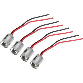 4 Pcs Universal 1176 BA15D Car Bulb Socket - Auto LED Bulb Light Lamp Socket Adapter Plug Extension Wire - Metal Plastic Silver Tone