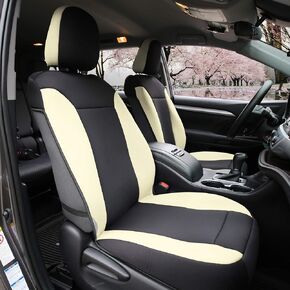 FH Group Car Seat Covers Front Set Beige Neosupreme - Car Seat Cover for Low Back Seats with Removable Headrest, Universal Fit, Automotive Seat Covers, Airbag Compatible, Car Seat Cover for SUV, Van