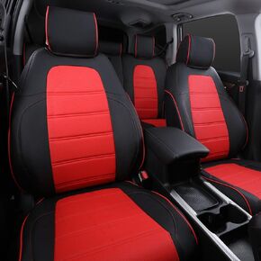 Xipoo Seat Cover Compatible with 2017-2022 Honda CRV Car Seat Cover Pu Leather Car Seat Protector Replacement for 2017 2018 2019 2020 2021 2022 Honda CRV Accessories (Black+Red)