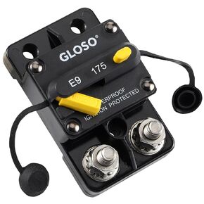 GLOSO Circuit Breaker E9C 120A Waterproof Auto Rese Breaker For Car Truck RV Automotive Marine Boat Trolling motor & Custom Wiring Audio battery protection Side by Side Stud IP67 Hi-Amp (120A)