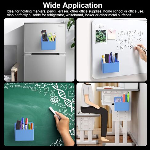 2 Pack Magnetic Dry Erase Marker Holders,Magnetic Marker Holder Pen Holder for Whiteboard or Fridge Magnet Pencil Cup Storage Organizer for Classroom Office Home Locker and Metal Cabinets-Blue in Saudi Arabia