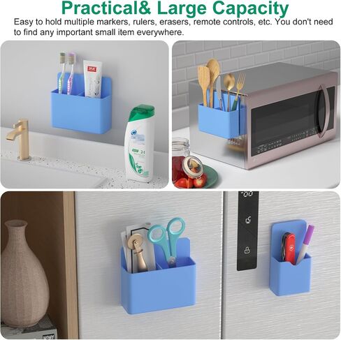 2 Pack Magnetic Dry Erase Marker Holders,Magnetic Marker Holder Pen Holder for Whiteboard or Fridge Magnet Pencil Cup Storage Organizer for Classroom Office Home Locker and Metal Cabinets-Blue in Saudi Arabia