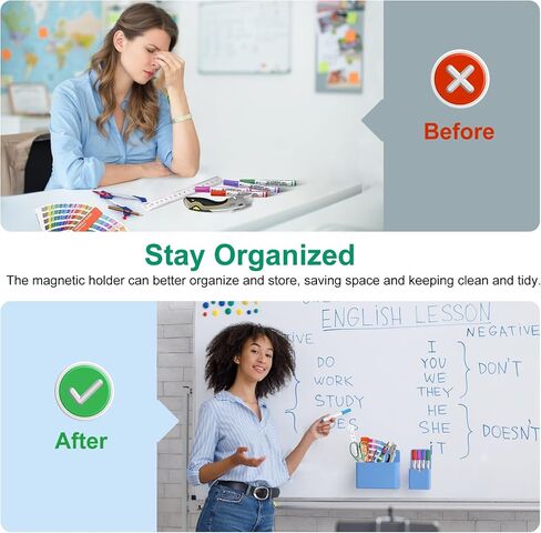 2 Pack Magnetic Dry Erase Marker Holders,Magnetic Marker Holder Pen Holder for Whiteboard or Fridge Magnet Pencil Cup Storage Organizer for Classroom Office Home Locker and Metal Cabinets-Blue in Saudi Arabia