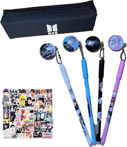 مجموعة Bangtan Boys للمعجبين 1 مقلمة 4 أقلام 10 ملصقات تدعم الجيش (شكل دائري) in Kuwait