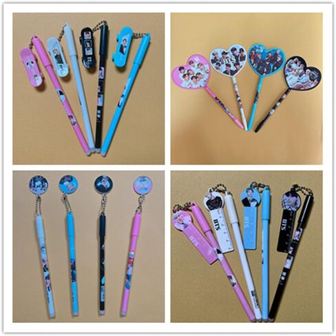 مجموعة Bangtan Boys للمعجبين 1 مقلمة 4 أقلام 10 ملصقات تدعم الجيش (شكل دائري) in Kuwait