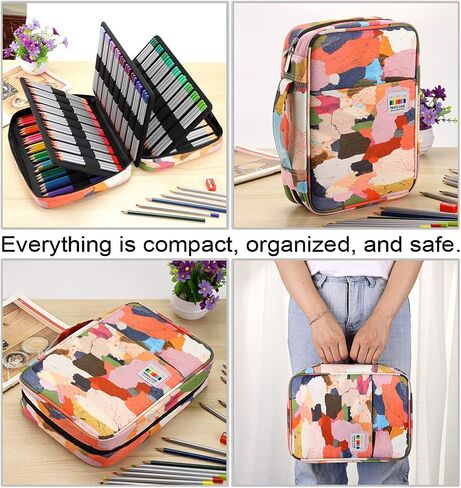 BTSKY Colored Pencil Case 220 Slots Pen Pencil Bag Organizer with Handy Wrap Portable- Multilayer Holder for Prismacolor Crayola Colored Pencils & Gel Pen Cloth Art in Saudi Arabia