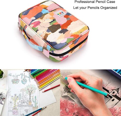BTSKY Colored Pencil Case 220 Slots Pen Pencil Bag Organizer with Handy Wrap Portable- Multilayer Holder for Prismacolor Crayola Colored Pencils & Gel Pen Cloth Art in Saudi Arabia