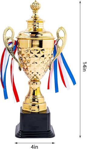 كأس الكأس، أكواب الكأس الذهبية الكبيرة، كأس معدني ذهبي مع قاعدة بلاستيكية لألعاب البطولات الرياضية، المسابقات (14 × 4 بوصة) in Kuwait