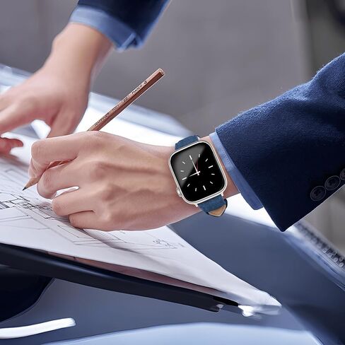 Denim Strap for Apple Watch Band 41mm 40mm 38mm, Soft Leather Hybrid Bracelet Compatible with iWatch Bands Series 9/SE/8/7/6/5/4/3/2/1, Fashion Strap for Apple Watch Men Women Blue in Saudi Arabia