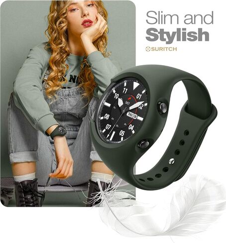 سوار SURITCH لساعة Galaxy Watch 3 مقاس 45 مم، جراب واقٍ من السيليكون الناعم مع أشرطة لساعة Samsung Galaxy Watch 3 والرجال والنساء in Saudi Arabia