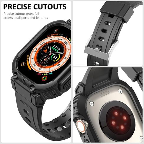 HATALKIN متوافق مع Apple Watch Ultra 2 Band مع Ultra 2 Case 49 ملم، واقي ممتص للصدمات للرجال والنساء Ultra 2 متوافق مع Apple iWatch Ultra/Ultra 2 49 ملم أسود in Kuwait