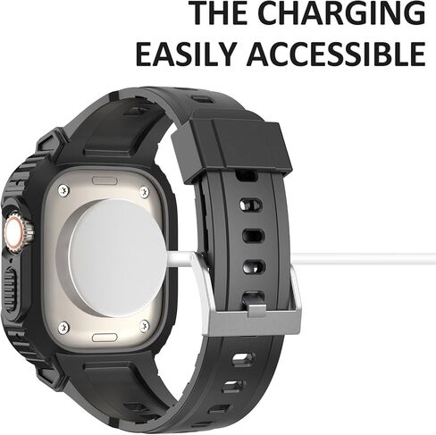 HATALKIN متوافق مع Apple Watch Ultra 2 Band مع Ultra 2 Case 49 ملم، واقي ممتص للصدمات للرجال والنساء Ultra 2 متوافق مع Apple iWatch Ultra/Ultra 2 49 ملم أسود in Kuwait