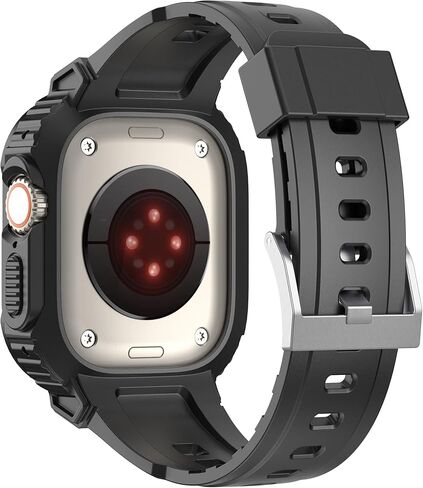 HATALKIN متوافق مع Apple Watch Ultra 2 Band مع Ultra 2 Case 49 ملم، واقي ممتص للصدمات للرجال والنساء Ultra 2 متوافق مع Apple iWatch Ultra/Ultra 2 49 ملم أسود in Kuwait