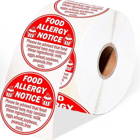 Allergy Sticker for Cake Food Allergy Stickers 1 x 2 Inch Allergen Warning Labels for Bakery, Party,Restaurants 500 pcs in Saudi Arabia